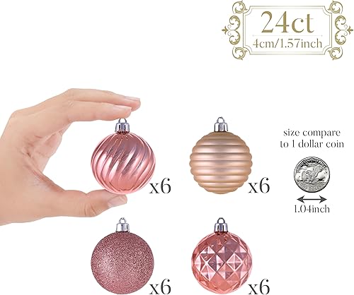 Miniatura 50 de Valery Madelyn Juego de adornos de Navidad para árbol de Navidad, 24 quilates, adornos de bolas inastillables de color azul marino, adorno colgante