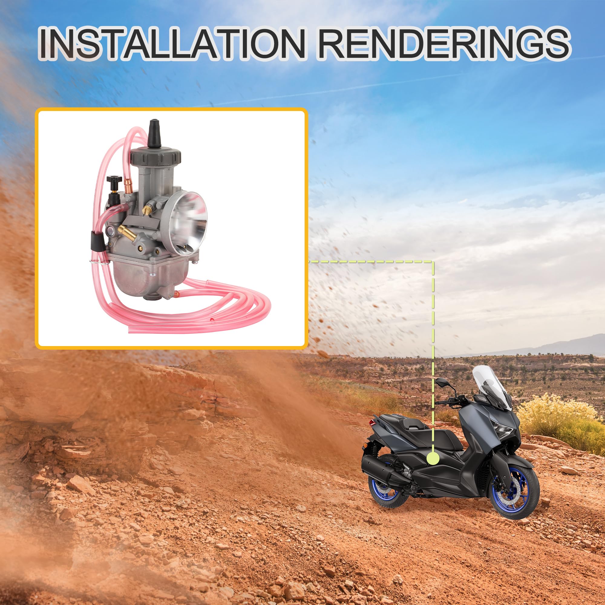 GOOFIT Carburador de 34 mm Reemplazo para PWK 250cc 350cc Motor Fuera de la Carretera de la Bicicleta de la Suciedad Pit Bike Motocicleta ATV Quad UTV Scooter