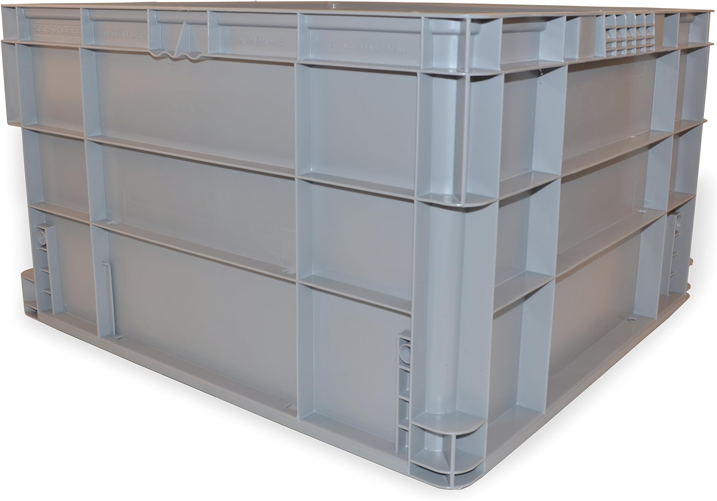 AF242214.XAGY1 Straight Wall Container, Polyethylene, Grey, Capacity 44 lb, 24" Length x 22" Width x 14" Height