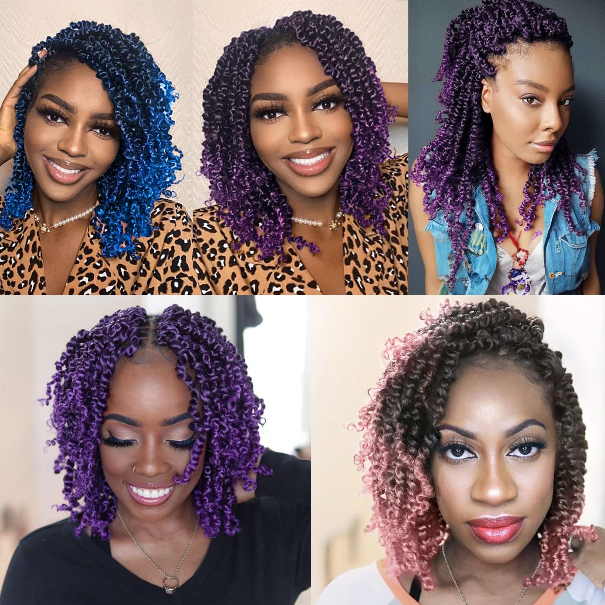 8 paquetes de cabello de ganchillo pretrenzado de 6 pulgadas, para mujeres y niños negros, azul degradado, extensión de pelo suave y ligera (6 pulgadas, 8 paquetes, T1B/azul)