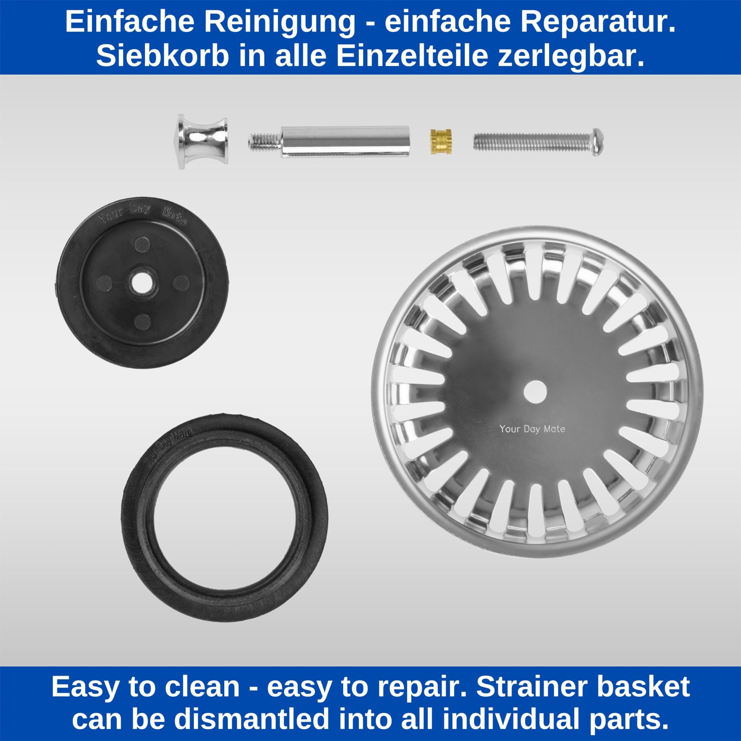 Cesto Colador para Fregadero de Cocina Ø 82 mm Recambio 125555 Compatible 3,5" Blanco 24 Ranuras