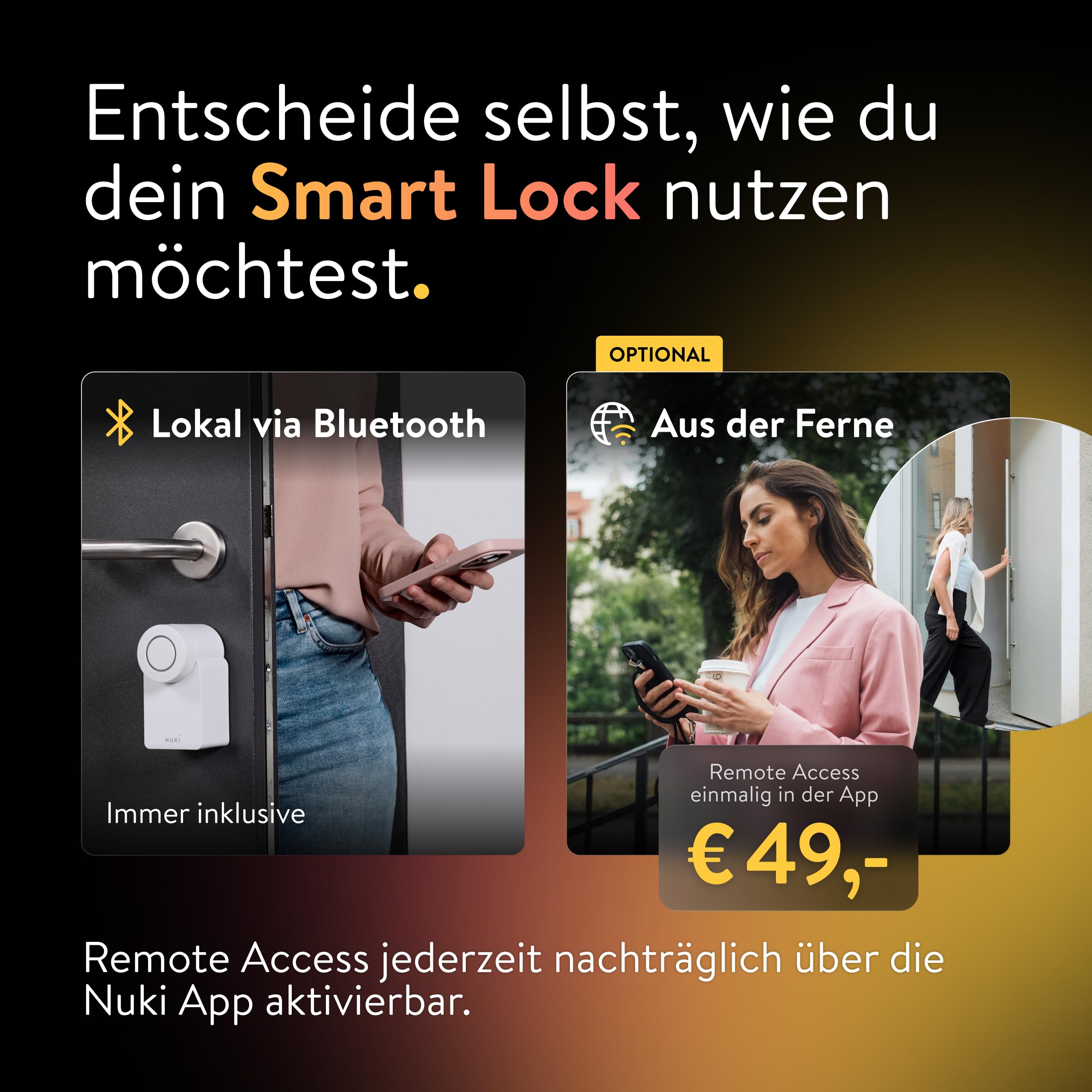 Nuki Smart Lock Go (2025) Bluetooth WLAN Matter elektronisches Türschloss Smartphone Schlüssel Nachrüsten ohne Zylindertausch