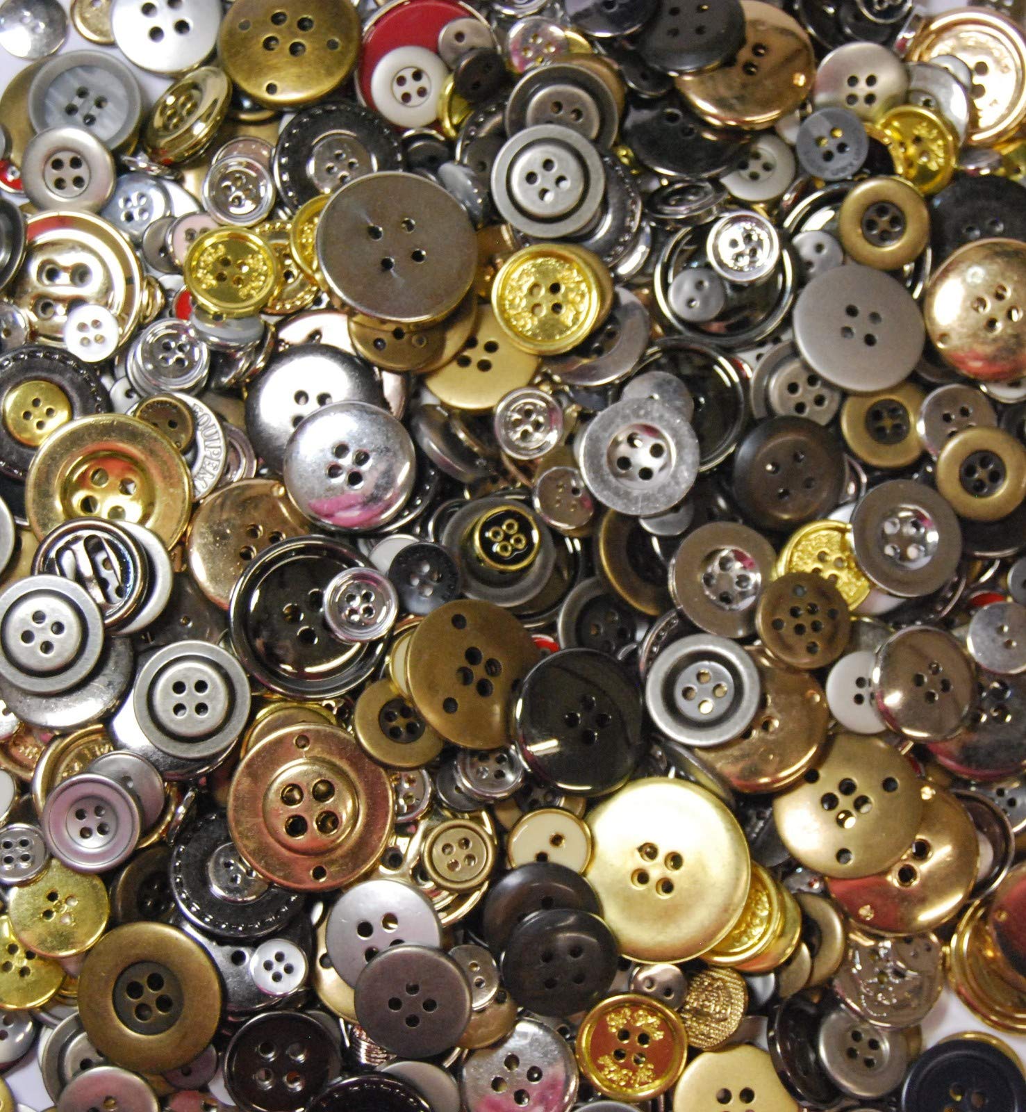 Celloexpress Multicolor Pack Of 250G Metallic Mix - Mixed Sizes Of Metallic Mix Buttons For Sewing And Crafting