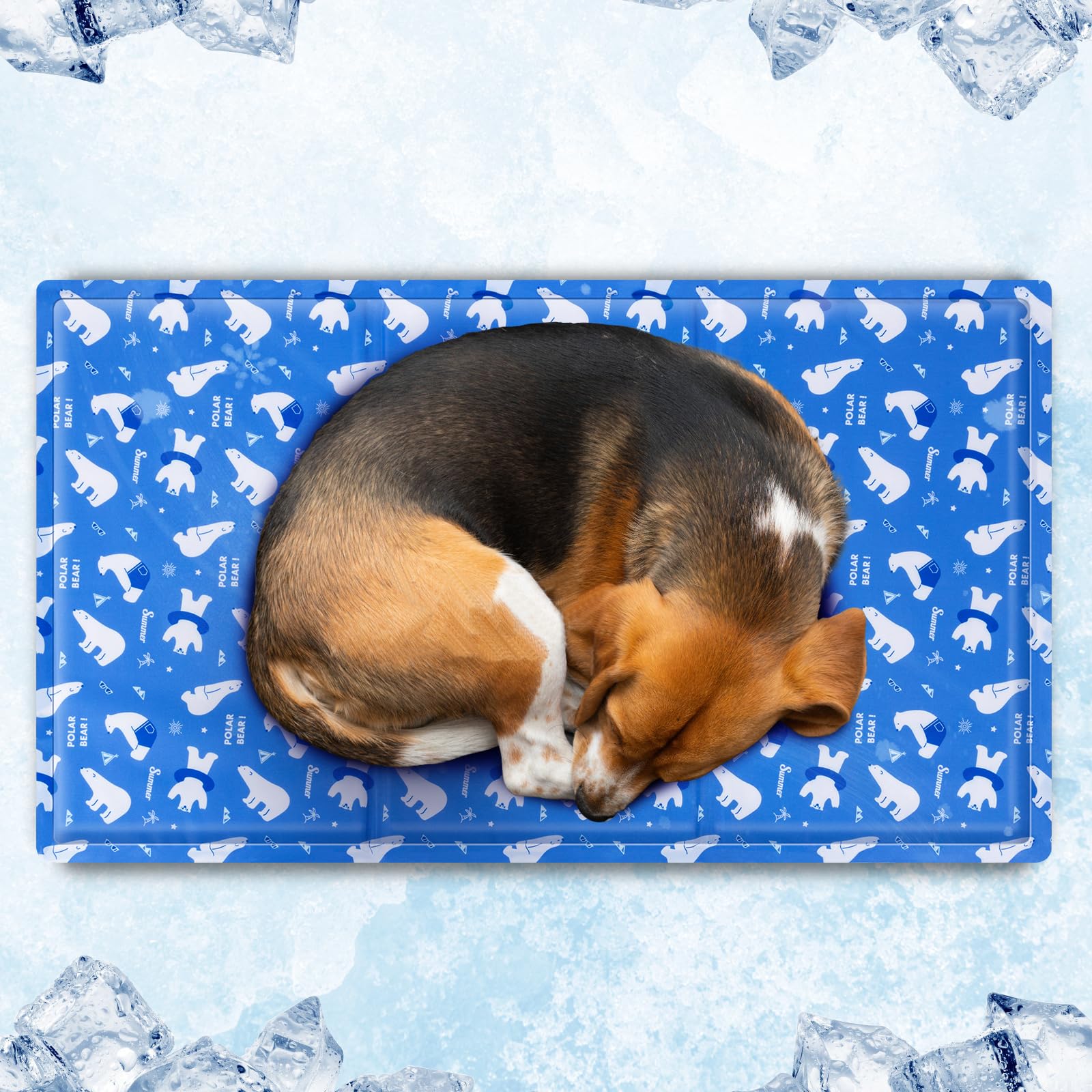 BEEWAY Dog Cooling Mat Large 90x50cm - Durable Pet Cool Mat, Non-Toxic Gel Self Cooling Pad, Cool Bed Mattress for Dogs Cats in Hot Summer