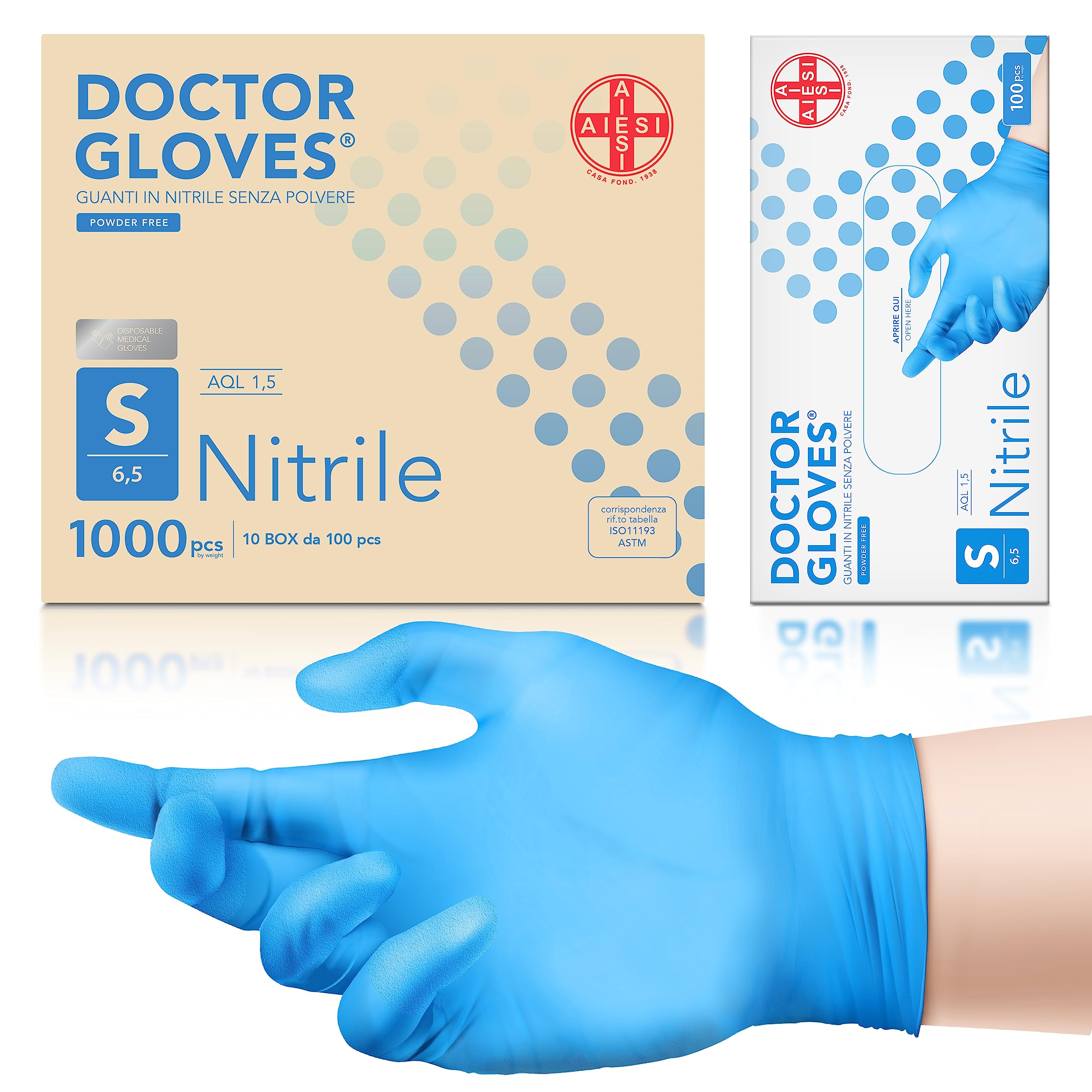 Guantes de nitrilo azul AIESI sin polvo con alta sensibilidad táctil 8