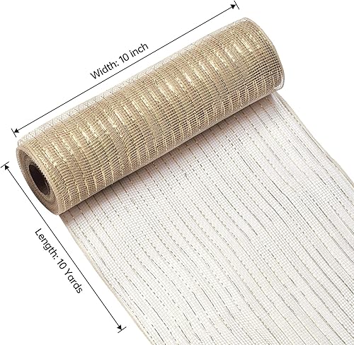 Miniatura 3 de Ribest Nature Deco - Cinta de malla con lámina metálica, 10 pulgadas x 30 pies, para coronas de árbol de Navidad