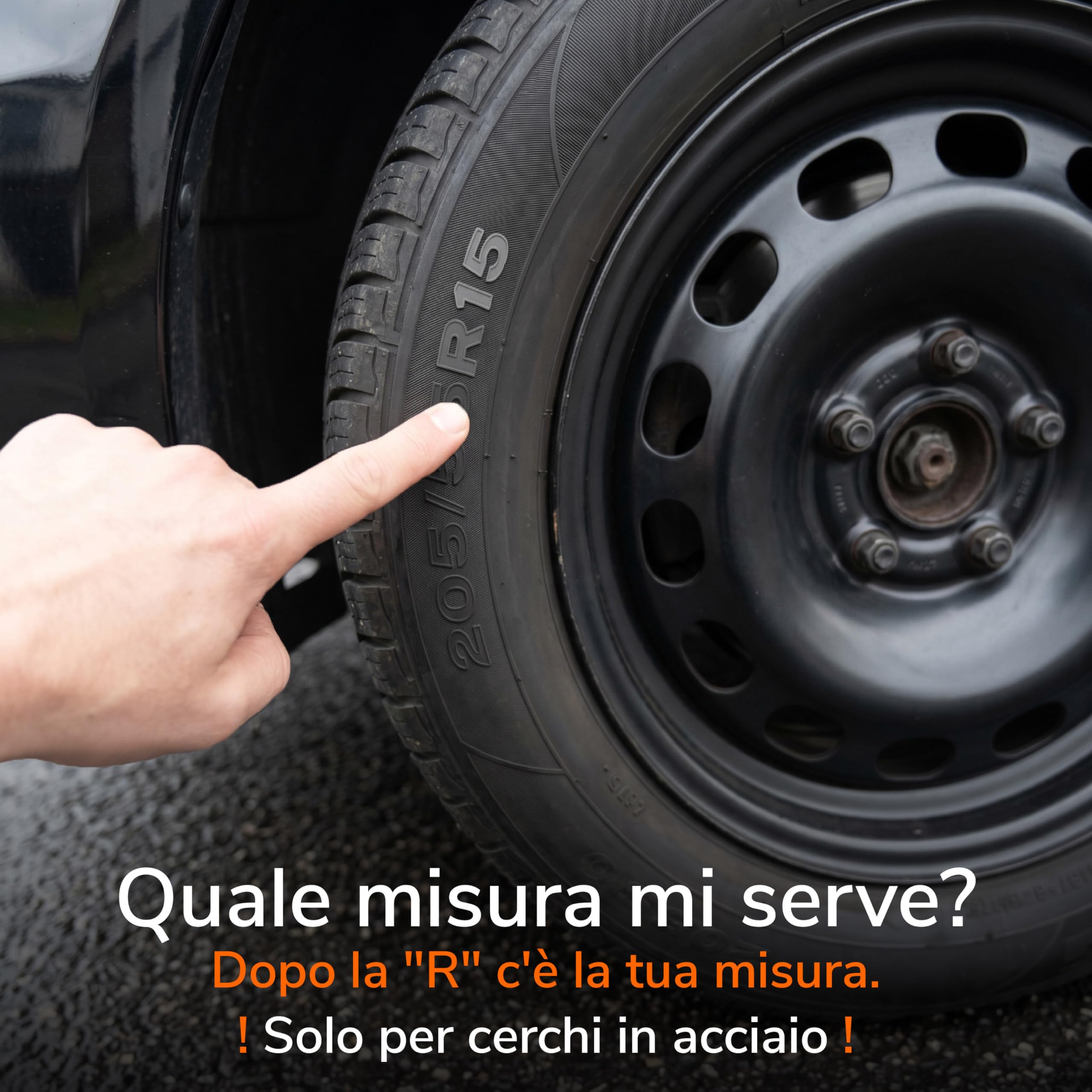 Upgrade4cars Copricerchi 15 Pollici Nero Argento Set di 4 | Coppe Ruota Universali per Cerchi in Acciaio | Borchie Robuste in Plastica ABS | Copriruota Auto R15