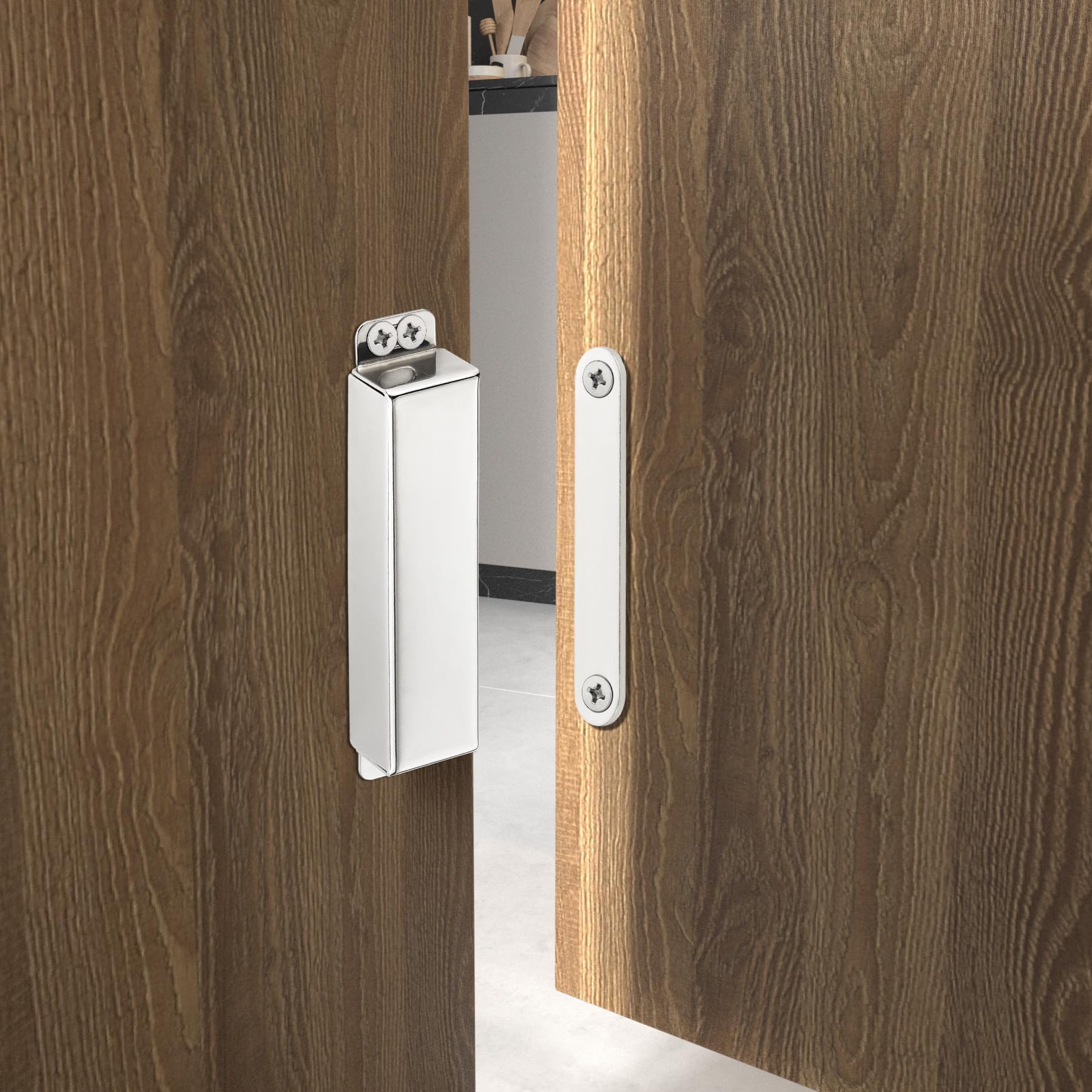 Tazweeq Heavy-Duty Magnetic Door Catch, 90lb Pull Force, Stainless Steel, Anti-Rust, Ideal for Screen, Pantry, Barn, RV Doors (2 Pack)