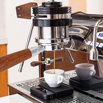 51mm Coffee Bottomless Portafilter 2 Ears, Coffee Portafilter Replacement Accessories, Cup Filter Basket Bottomless Handle for Coffee Machine, Stainless Steel Basket and Solid Wood Handle