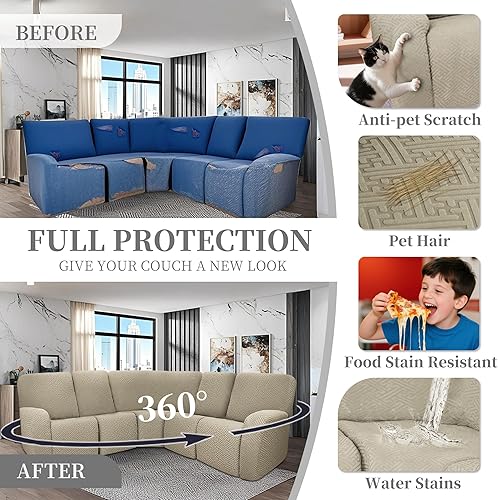 Miniatura 460 de Fundas 100% impermeables para sofá reclinable seccional, fundas para sofá reclinable en forma de L, funda para sofá seccional de esquina en forma de