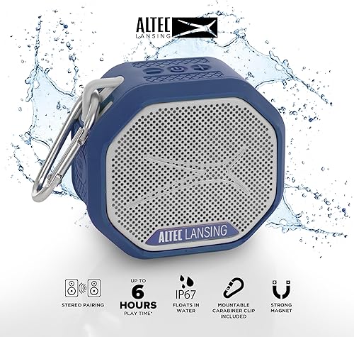 Miniatura 2 de Altec Lansing HYDRATREK - Altavoz Bluetooth magnético, impermeable IP67, altavoz portátil, emparejamiento inalámbrico verdadero, carga rápida USB-C,