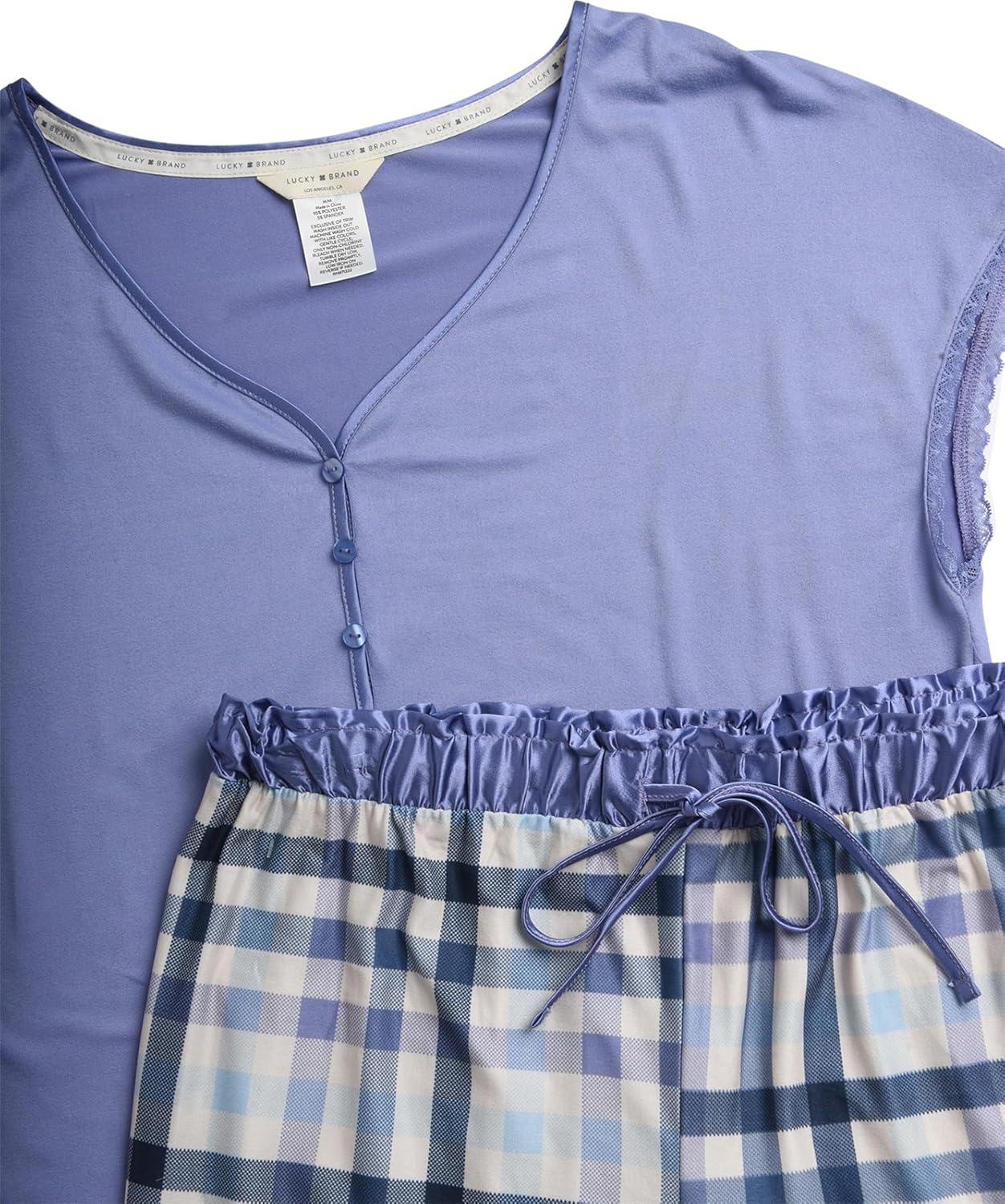 Lucky Brand Women's Pajama Set - 2 Piece Henley Sleep Shirt and Lounge Pants - Silky Soft Sleepwear for Women - Image 3