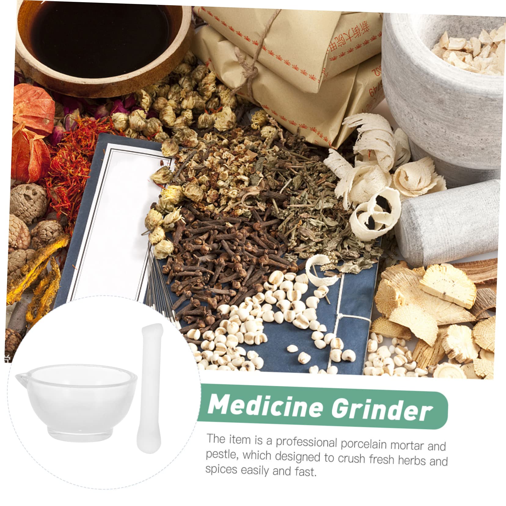 Cabilock Glass Pestle Set Lab and Pestle Mini Medicine Crusher Raw Grinder Easy to Clean