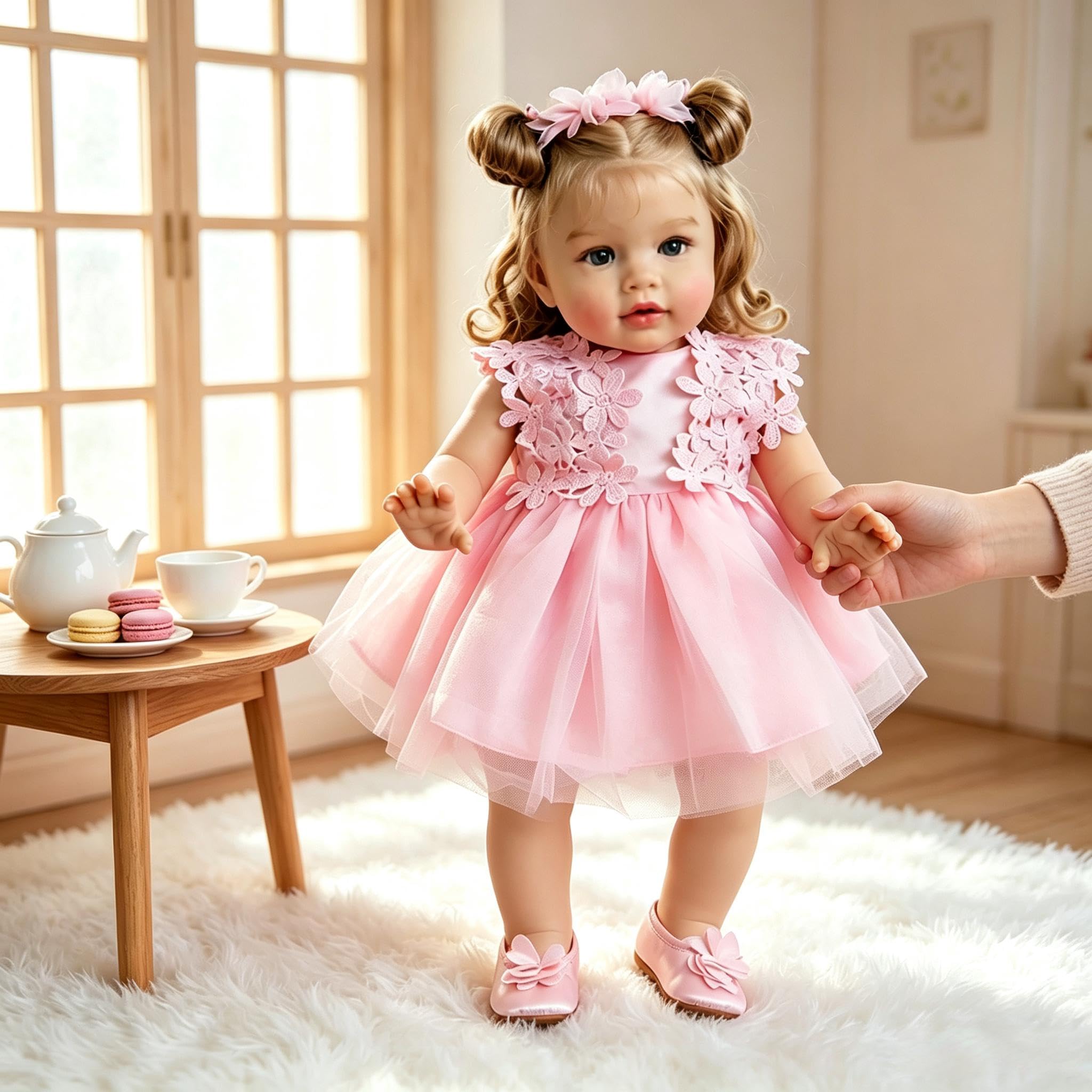 RXDOLL Duży rozmiar Reborn Baby Dolls Girl Pippa 66 cm realistyczne lalki Reborn maluch miękka tkanina winylowa obciążona lalka niemowlęca, która wygląda jak prawdziwe małe dziewczynki z sukienką