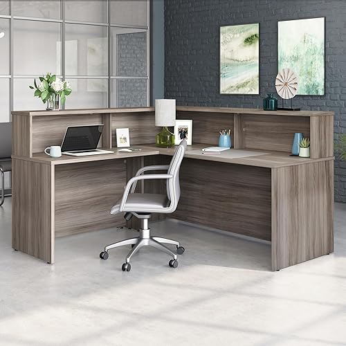 Miniatura 8 de OfficeWorks by Sauder Affirm estación de recepción, largo 70.87 pulgadas x ancho 70.87 pulgadas x altura 13.58 pulgadas, olmo noble