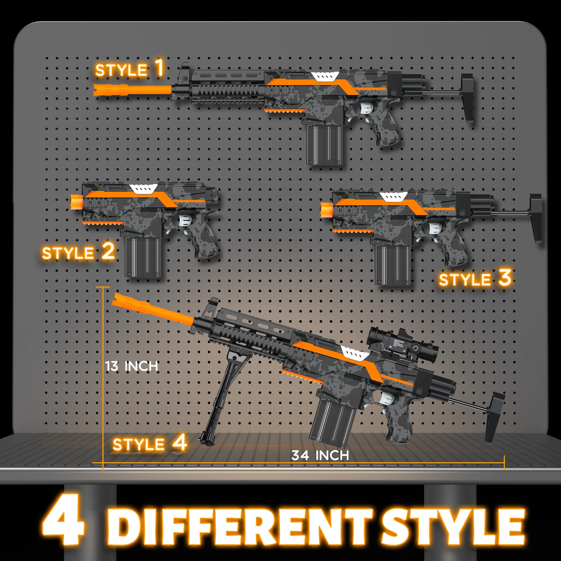 Fucile giocattolo elettrico per Nerf Sniper con cannocchiale, 3 modalità, ricaricabile, con due gambe, 2 riviste e 100 freccette, regalo per ragazzi dai 6 anni in su