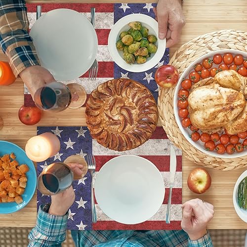 Miniatura 5 de Whaline 50 manteles individuales de papel patrióticos retro vintage, Día de la Independencia, desechables, 4 de julio, con bandera estadounidense,