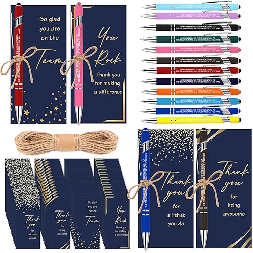Vista 8 de Qilery Juego de 24 bolígrafos de agradecimiento a los empleados, regalos de tinta negra, bolígrafo inspirador de metal con punta de lápiz