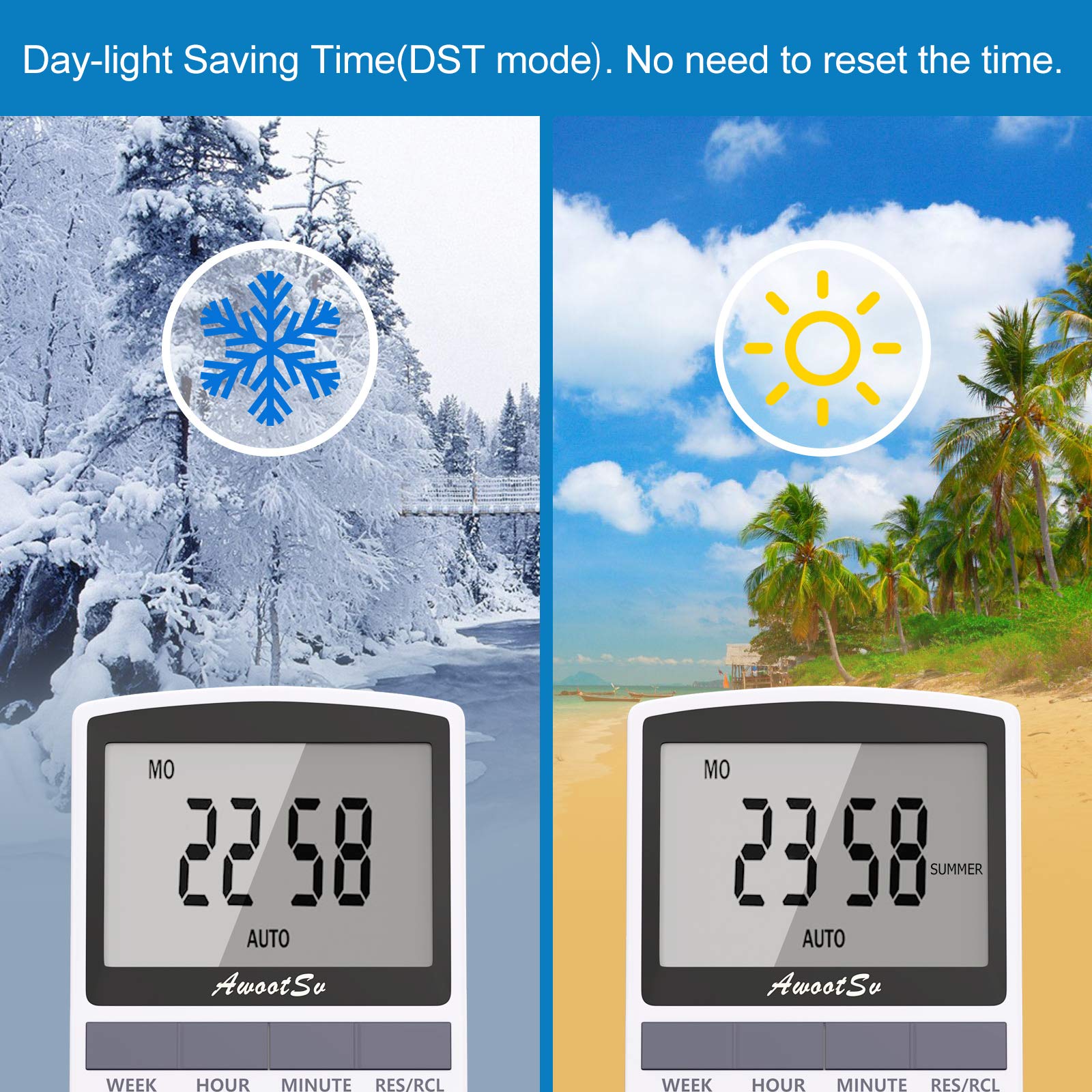 Awootsv Digital Security Timer Plug Socket Programmable Switch Timer ...
