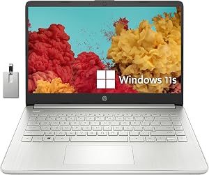 HP Premium 14" Stream HD BrightView Laptop, Intel Celeron N4120 Processor, 8GB RAM, 64GB eMMC, Webcam, Intel UHD Graphics, Bluetooth, WiFi, 1 Year Office 365, Win 11 s, Silver, 32GB Hotface USB Card