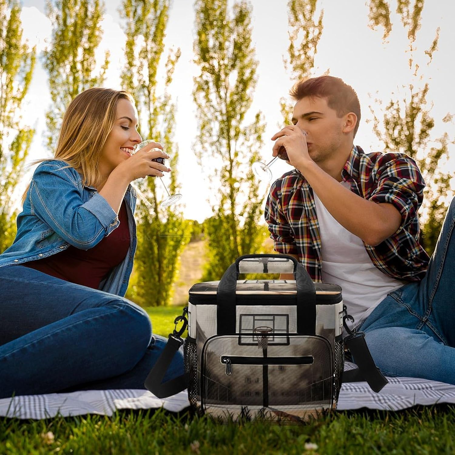 Camping Ice Pack, Amazing Basketball Court Print Cooler Bag, 22.5L Large Capacity Insulated Lunch Tote Bag for Outdoor, Picnic, BBQ, Travel, Work