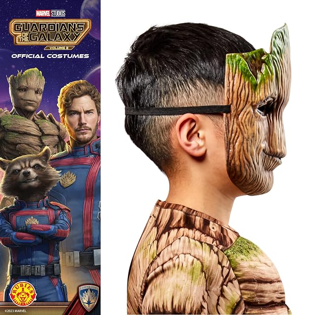 Foto 3 de 5 de Rubies Máscara Groot para niño, máscara con detalles impresos, Oficial Marvel para Carnaval, Navidad