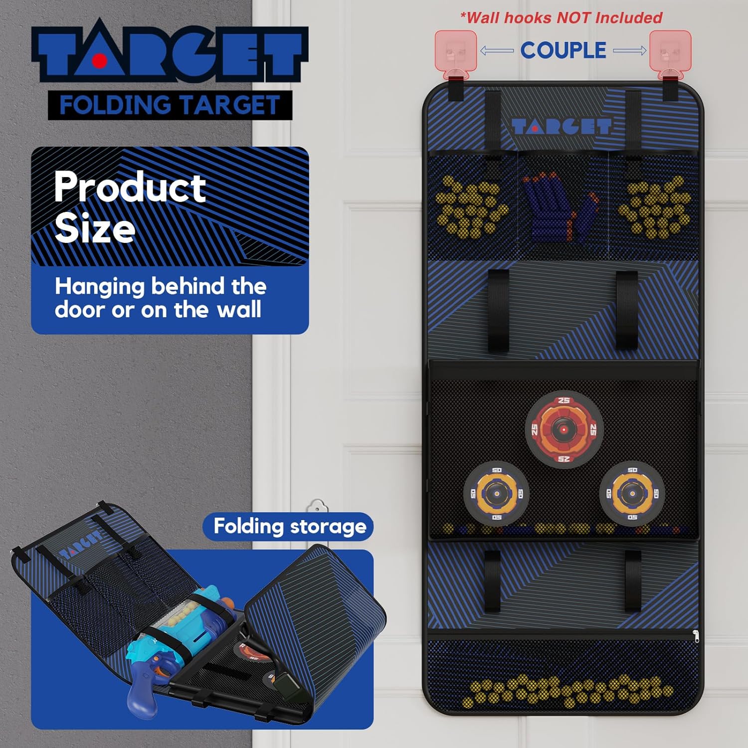 Blaster Gun Compatible with Nerf Hyper Rounds Darts + Multi-function Toy Gun Storage and Practice Target