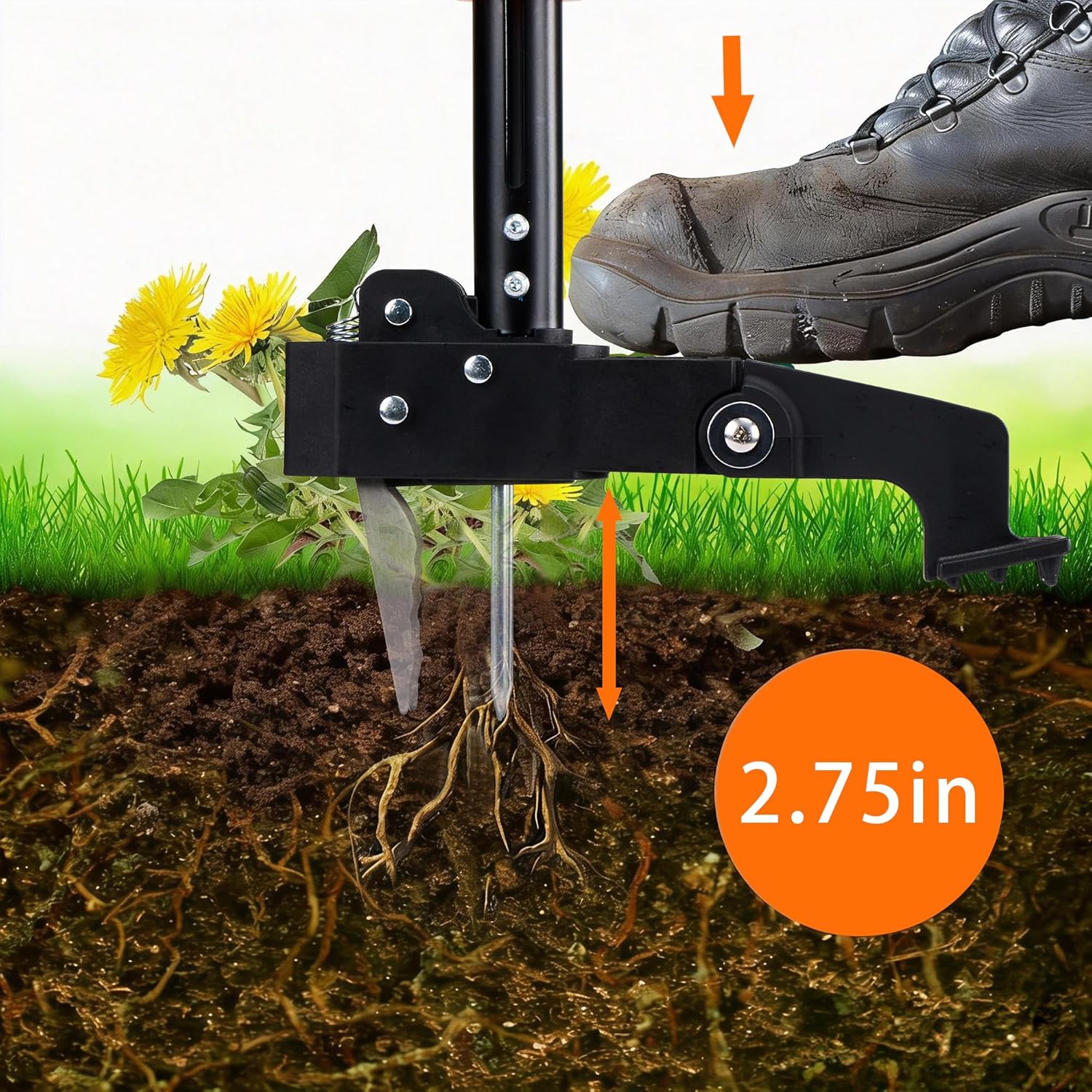 MORAIS Weed Puller Tool, Stand Up Weed Puller Heavy Duty Garden Tool with 4-Claw Steel Head, 39"-46" Retractable Handle & Easy-Eject Mechanism, Easily Remove Weeds Without Bending, or Kneeling