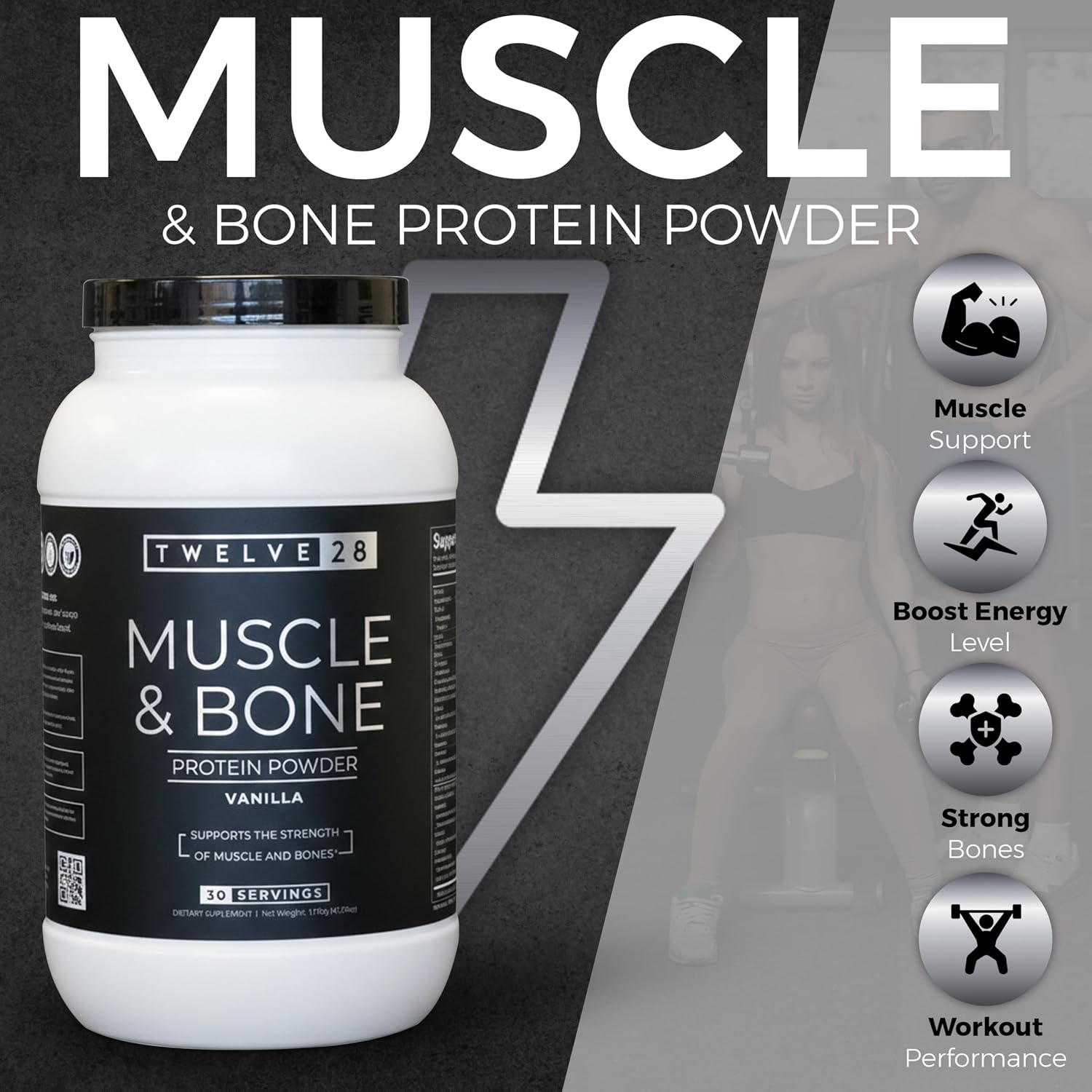Wellness Muscle & Bone Protein Powder – Daily Nutrition for Active Lifestyles, Muscle Support, Bone Health, Easy-to-Mix, Vegan-Friendly & Vanilla Flavor – 30 Servings