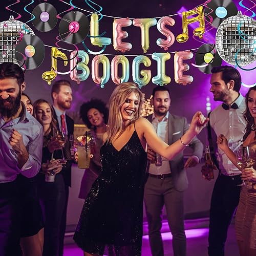 Miniatura 7 de Globos de discoteca y decoración, suministros para fiestas temáticas de los años 70, decoración de despedida de soltera, temática de música de