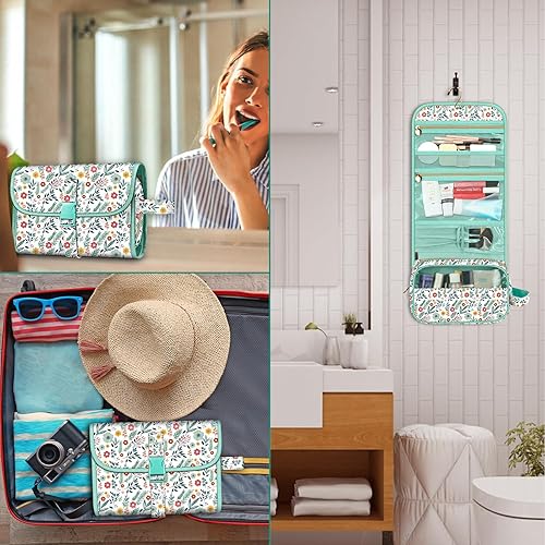 Miniatura 7 de Fintie Neceser portátil para cosméticos, bolsa de viaje grande, resistente al agua, organizador de maquillaje, bolsa de almacenamiento para mujeres