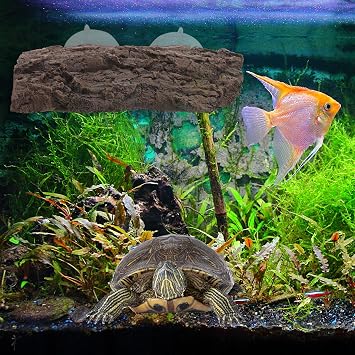 Resin Turtle Tank Basking Platform with Stable and Sturdy Design Easy Climbing Turtle Tank Rocks Decoration and Reptile Docking
