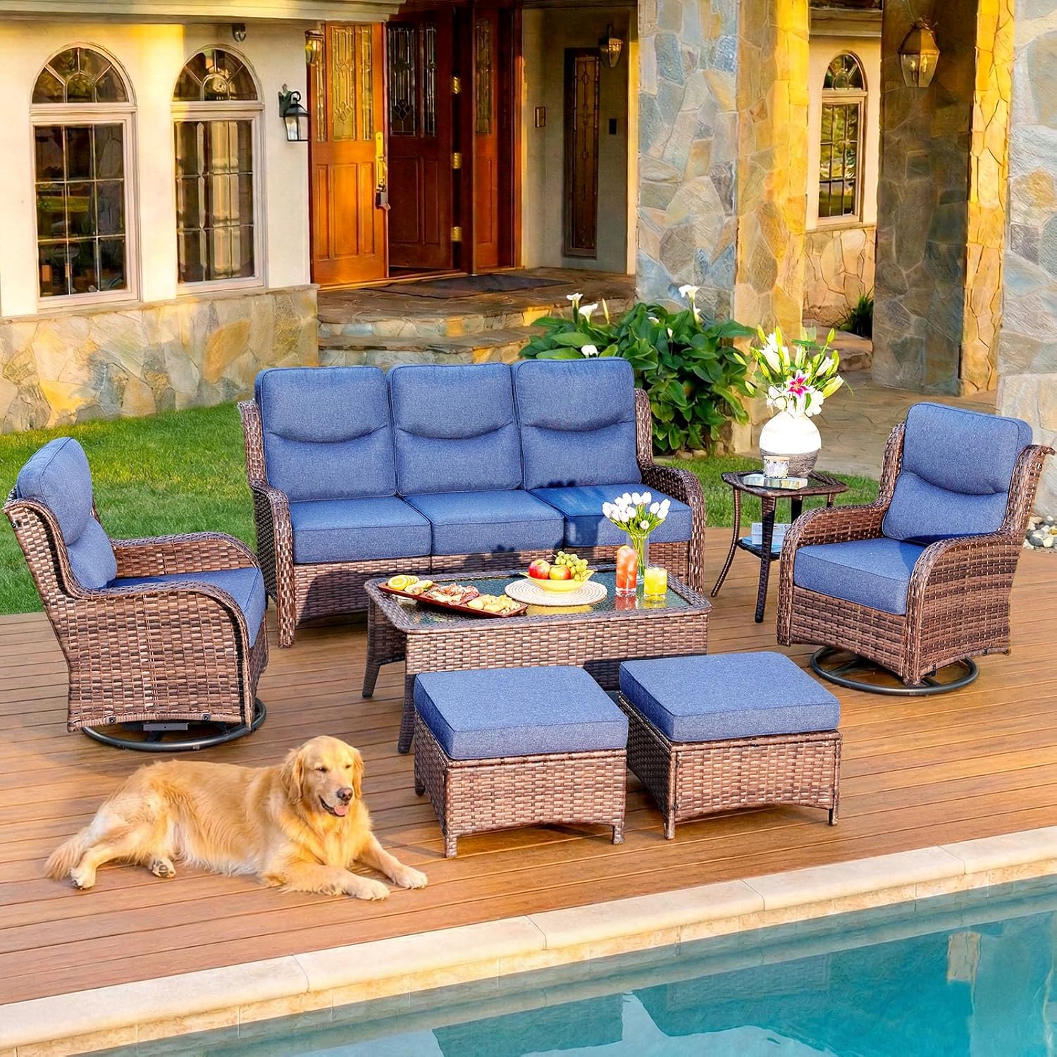 HILLGA 7-Piece Wicker Patio Conversation Set Review: Luxury Comfort for Backyard Gardens