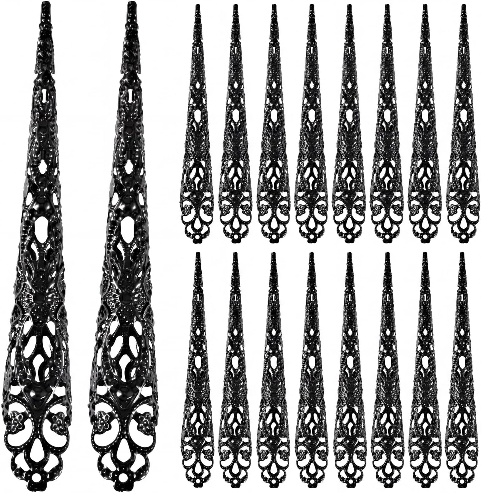 20 Pcs Halloween Finger Nail Claw Ring Ancient Queen Costume