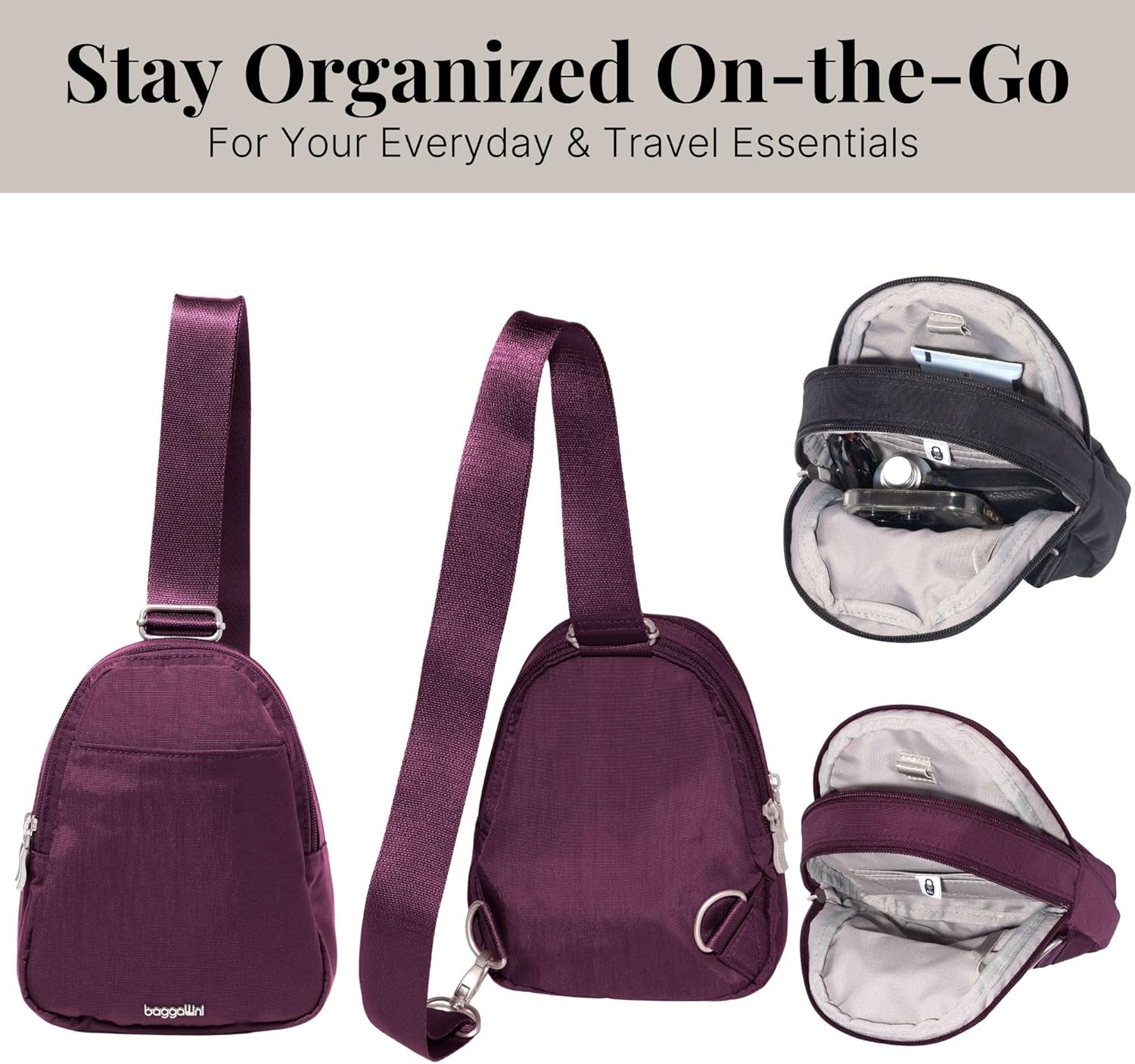Baggallini Double Zip Mini Sling