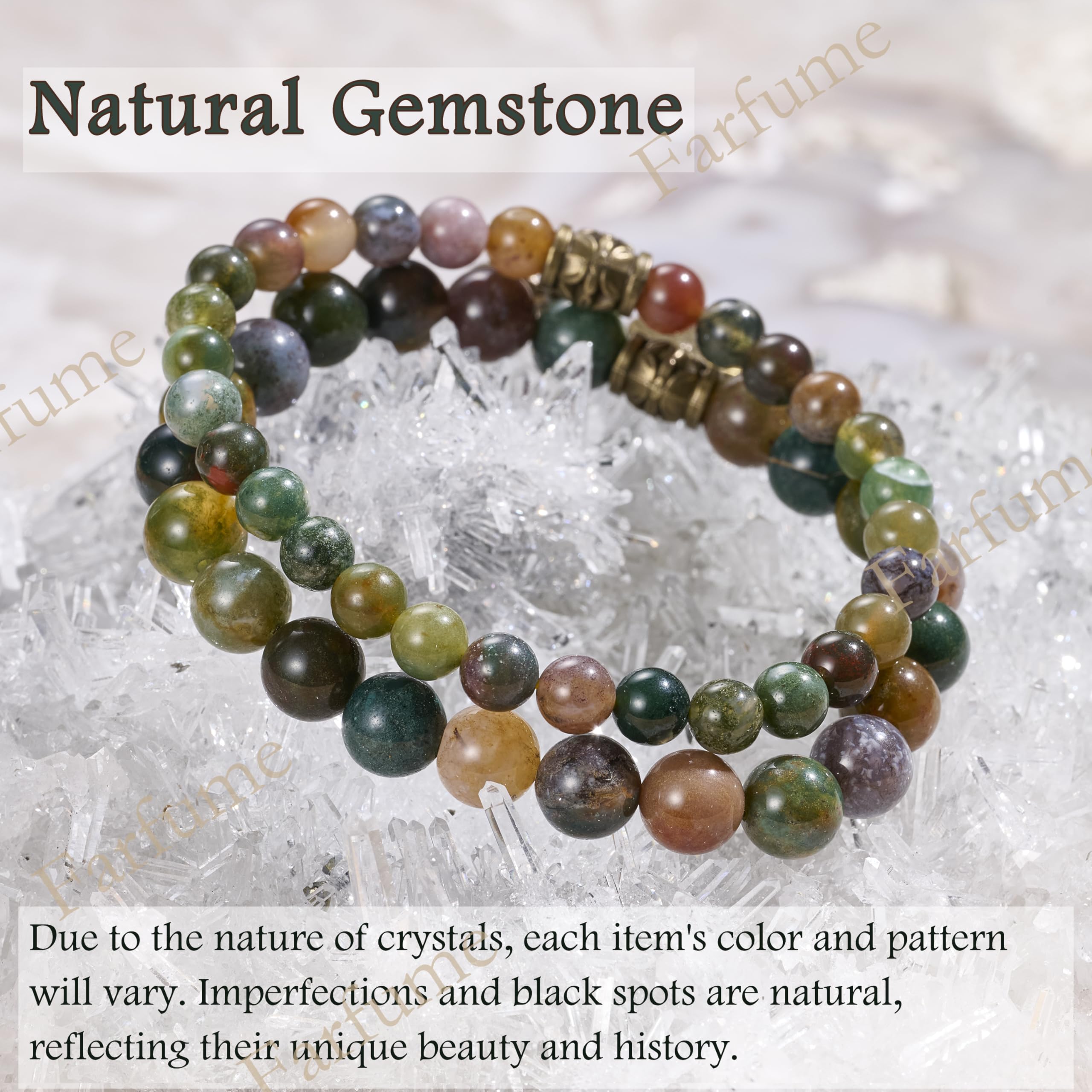 Farfume Braccialetti Chakra da donna - Bracciale con cristalli di pietre curative per donna Bracciale con pietre preziose naturali - Un set di braccialetti con doppia perla