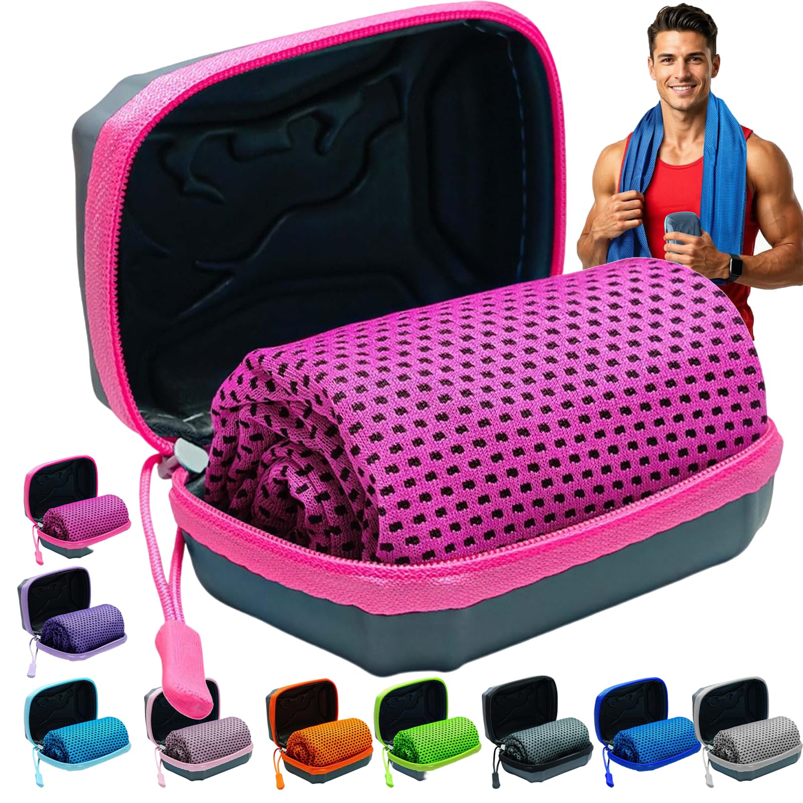 Cooling Towels,30x80 Cm Breathable Instant Quick Drying Ice Cool Microfibre Cloth,Ice Cool Microfibre Towel for Neck & Face,Cool Towels For Extreme Heat For Gym Workout Running Yoga Golf (Fuchsia) โ image 1