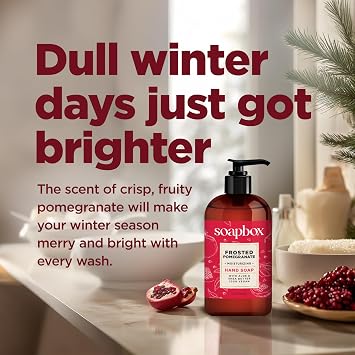 Soapbox Spiced Vanilla & Frosted Pomegranate Liquid Hand Soap, Moisturizing Hand Wash - Gentle Cleanser for Hands - Clean Ingredients Free of Harsh Chemicals, Sulfates, Parabens & Silicones - 4 Pack