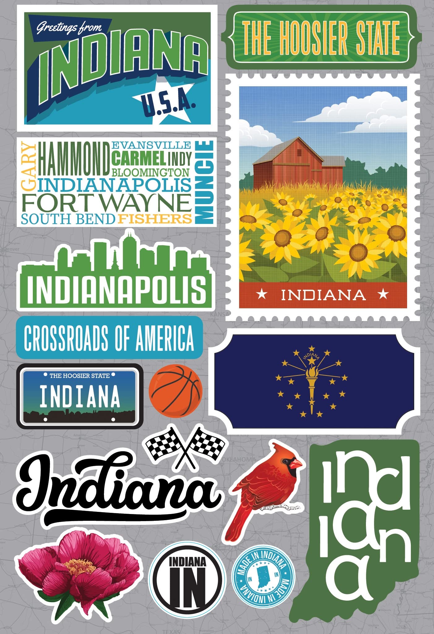 Stickers 3D Indiana Reminisce autocollants relief scrapbooking voyage