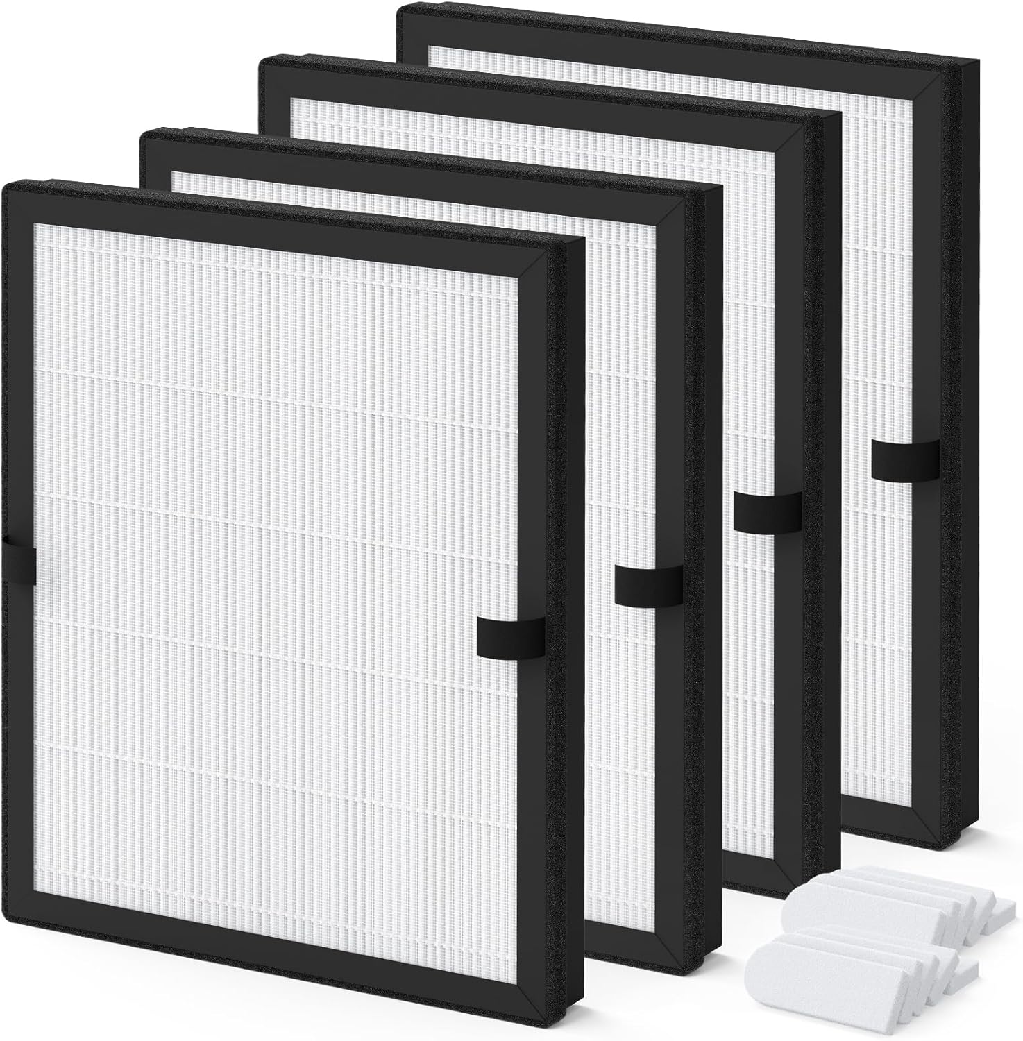 E-200 True HEPA Filter Replacement Compatible with LUNINO E-200 Air Purifiers for Home Large Room up to 1740sq.ft, 4 Pack (with Extra 10-Pieces Aroma Pad)