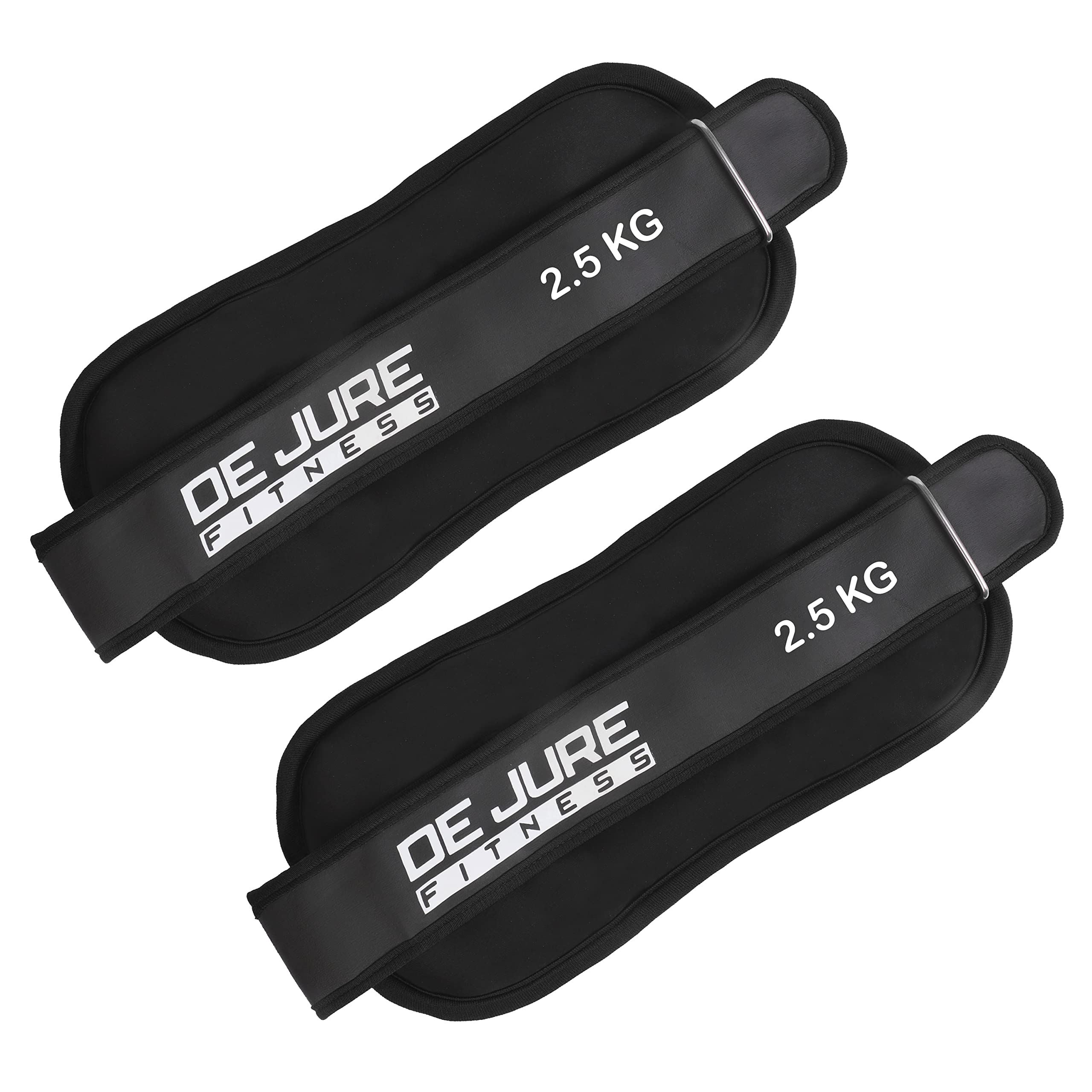 DE JURE FITNESS Ankle & Wrist Weight Set, Adjustable Strap, 2.5KG Pair (2.5Kg x 2 = 5kg) (P) (Black-Black)