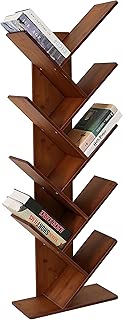 UNICOO - Bamboo 9-Shelf Tree Bookcase, Bookshelf, Special Design Bookshelf, Display Storage Rack for CDs, Movies & Books. (Red Oak - 9TB) - coolthings.us