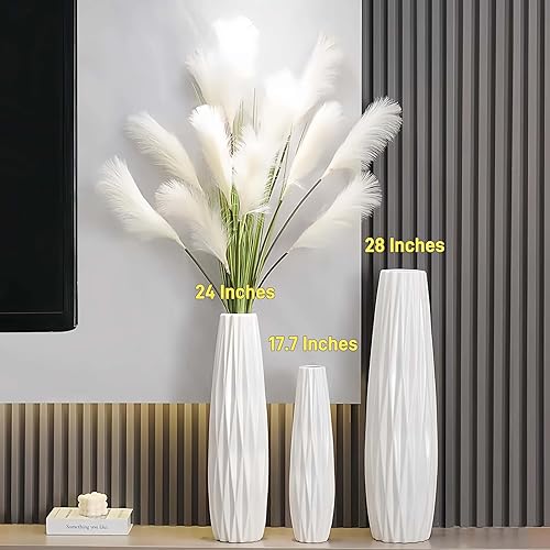 Miniatura 7 de Jarrón de Piso Alto Blanco, Jarrón Grande de Cerámica de 28", Jarrones Decorativos de Flores para Decoración Moderna del Hogar Sala de Estar Oficina