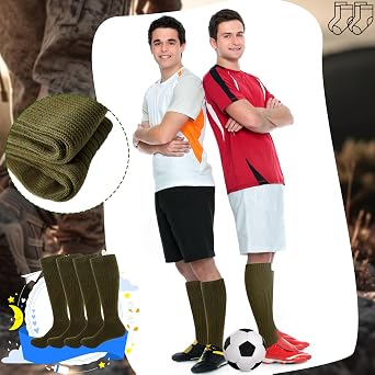 10 Pairs Military Boot Socks Men Army Socks Green Crew Sock for Soldiers Policemen Hiking Sports