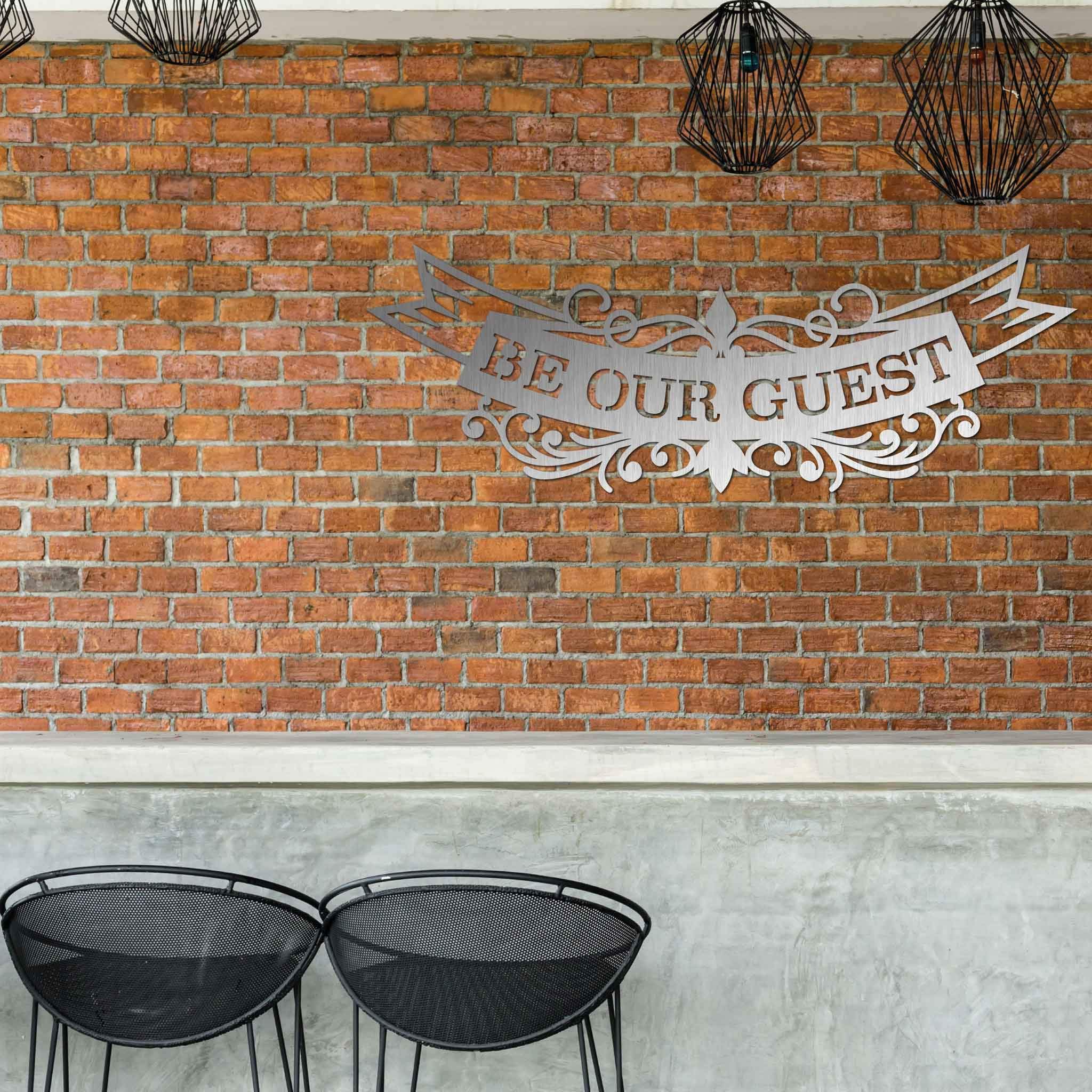 Steelmonks Be Our Guest - Una splendida targa in metallo da parete per tutti la tranquillità (45 cm, acciaio inox)