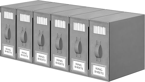 Criusia Organizadores y Almacenamiento de Sábanas de Cama, Paquete de 6 Cajas Organizadoras de Armario de Ropa Blanca Plegables – Soporte de Ropa de