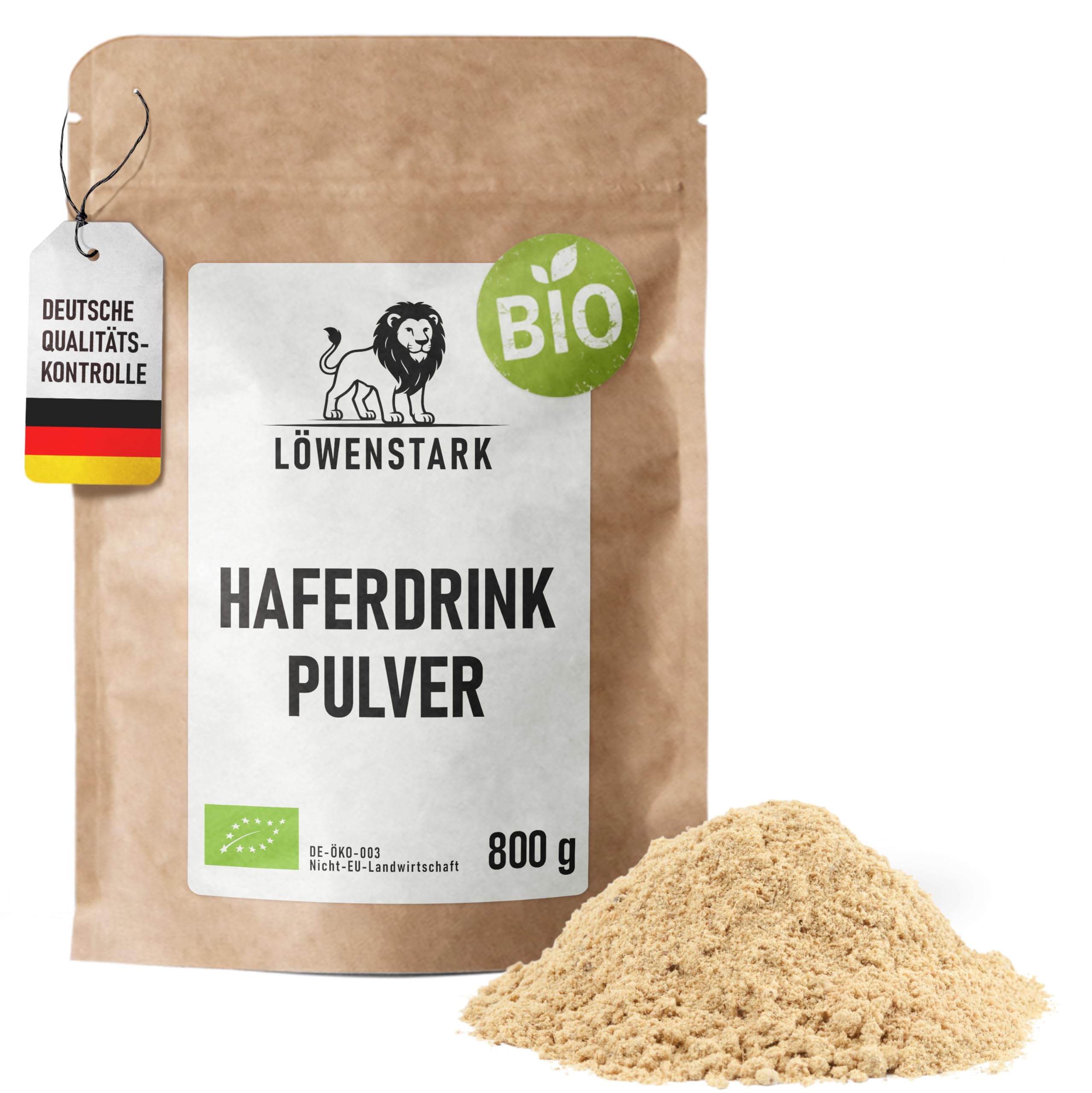 BIO-Haferdrinkpulver 800 g, ungezuckertes Hafer-Drink-Pulver, getreidig-nussig im Geschmack, veganes Pulver ergibt 8 Liter Drink