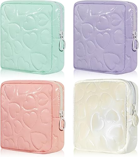 Bolsa de almacenamiento de servilletas sanitarias, 4 piezas, bolsa de almohadilla menstrual, soporte portátil para el período menstrual sanitario,