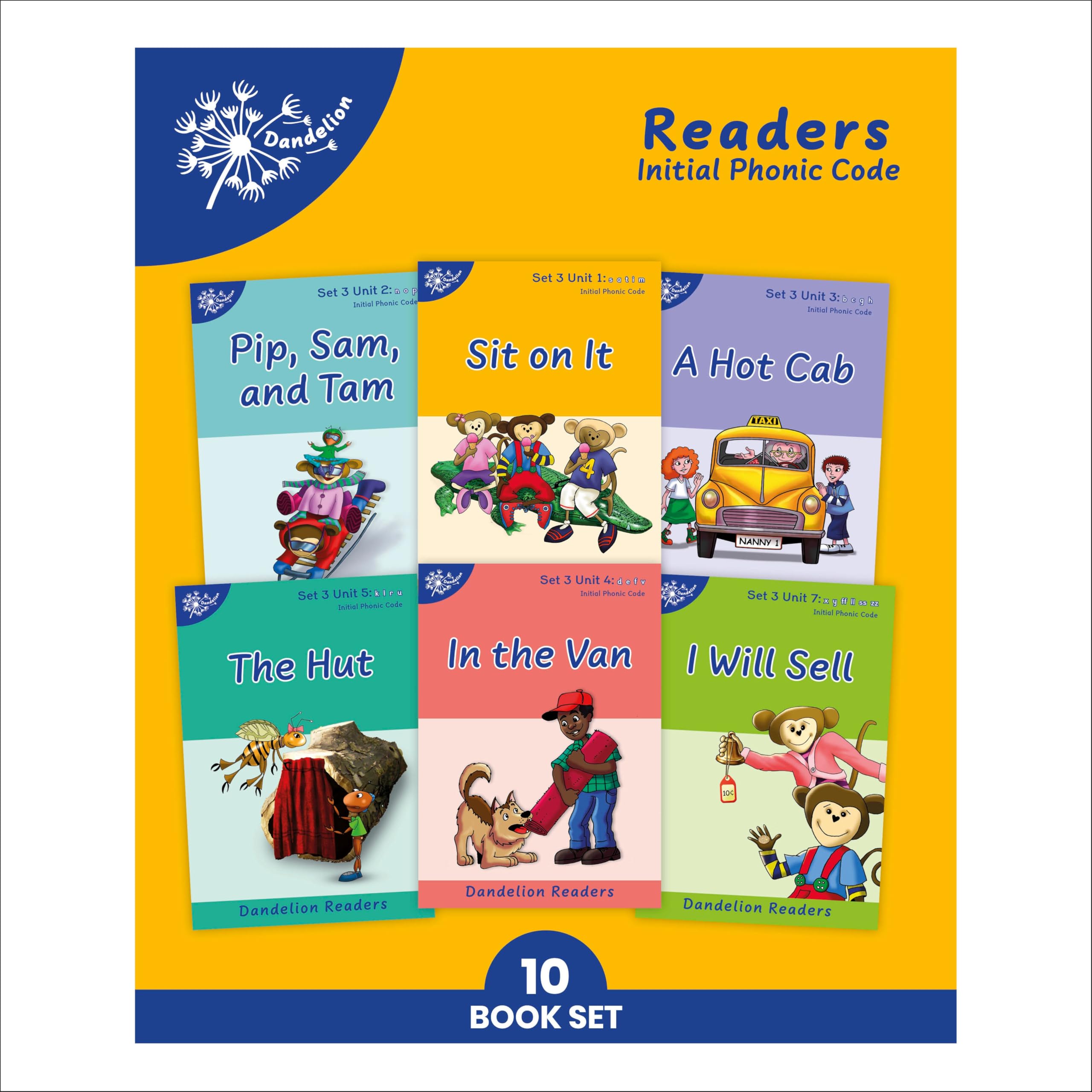 Phonic Books Dandelion Readers Set 3 Units 1-10 Sit on It (Alphabet Code Blending 4 and 5 Sound Words): Decodable Books for Beginner Readers Alphabet ... Sound Words (Phonic Books Beginner Decodable)