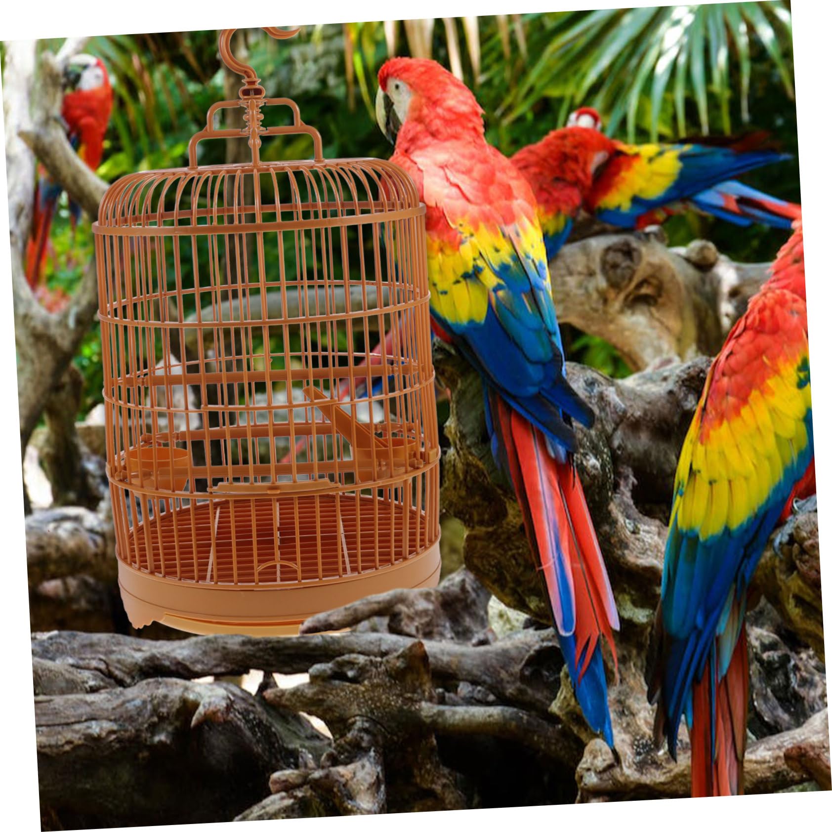 DOITOOL Kunststoff-vogelkäfig Runder Käfig Für Wellensittiche Papageien Unzertrennliche Und Nymphensittiche Mit Standstange Und Bodenschale Vogelbedarf